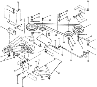 Drive Diagram and Parts List for 1015 126001-207400-130200100-131200D100-138200100-139200100 Cub Cadet Lawn Tractor
